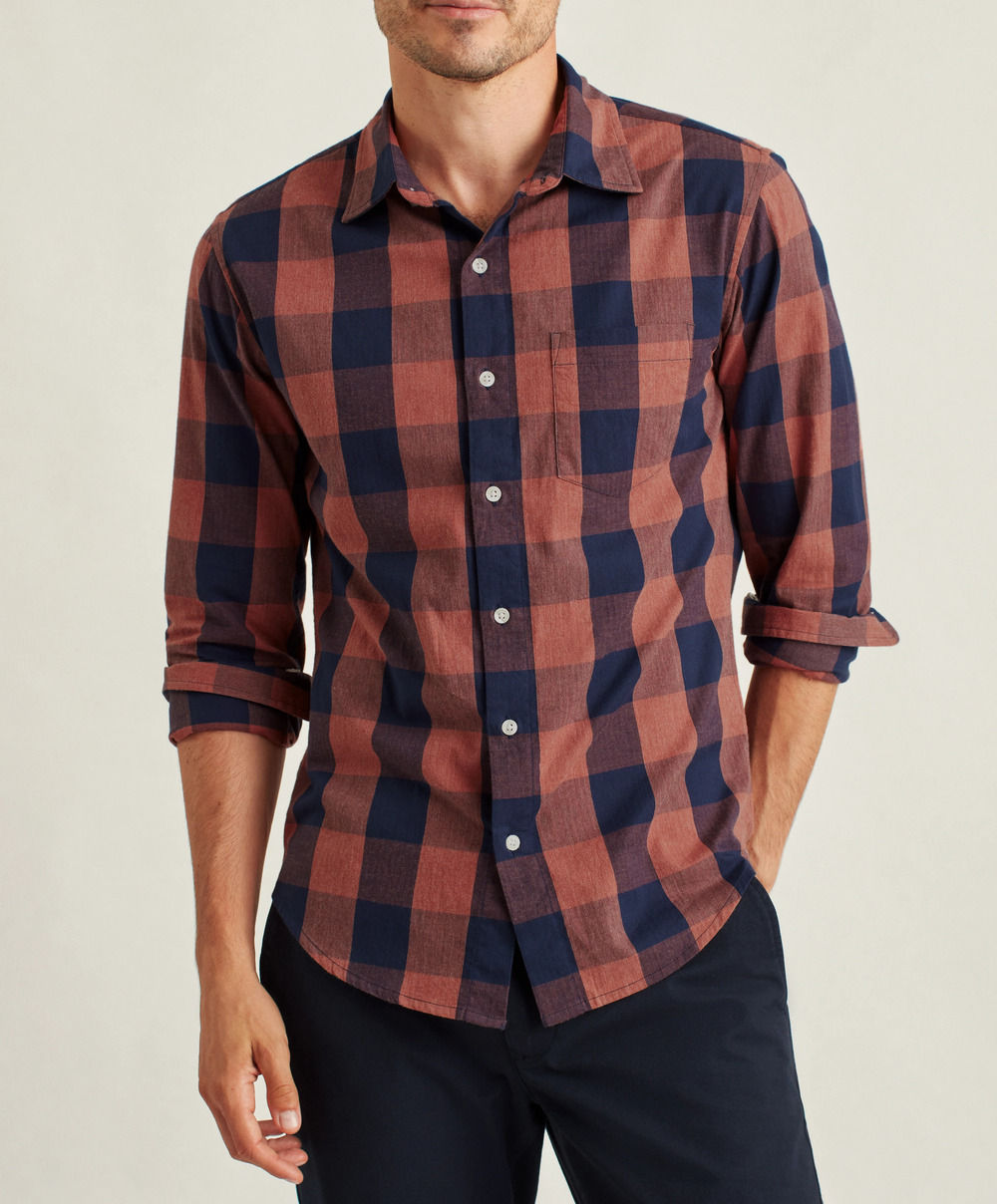 Bonobos Red Blue Stretch Slim Buffalo Check Flannel Shirt/32345
